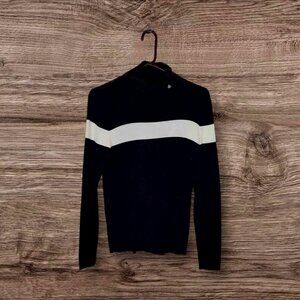 Polo Ralph Lauren Women's Black & White Wool Turtleneck Sweater